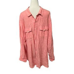 True Nation Pink Button Down Shirt Sz 4XL